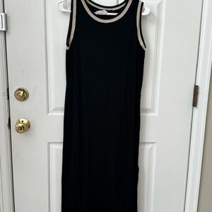 LOFT Black Maxi Dress with Cream Trim